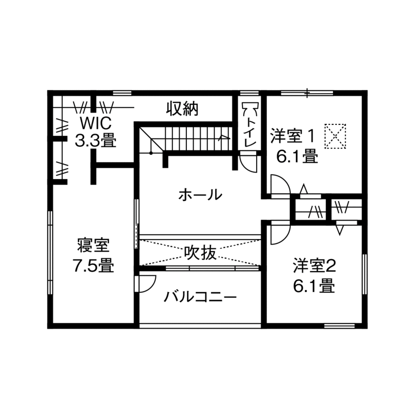 アイフルホーム　仙台・宮城北・石巻・古川 【2500万円・間取有】「こうしたい」を盛り込んだシンプルモダンでお洒落な家の間取り図（4LDK）２階