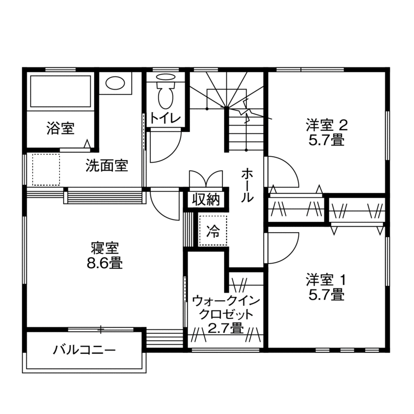 アイフルホーム宮城　東和総合住宅 【2100万円・間取有】黒とシルバーでまとめた個性的な外観。木目調のタイルデッキにも満足の間取り図（3LDK）２階