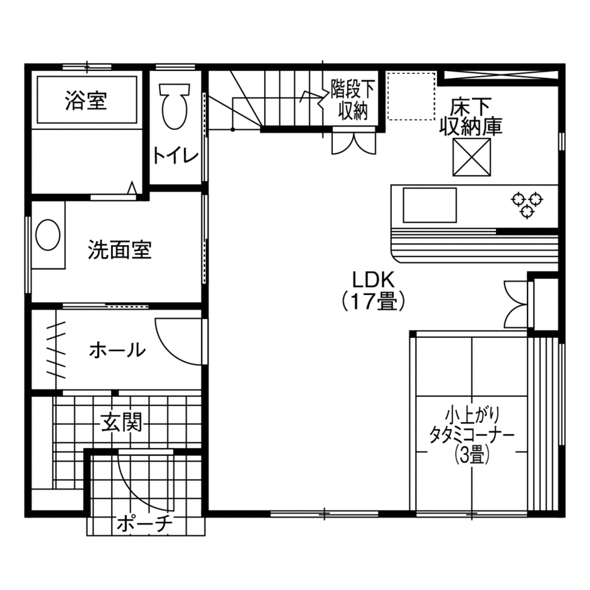 アイフルホーム　仙台・宮城北・石巻・古川 【1600万円・間取有】細かな要望も丁寧に聞き取って実現してくれた、担当者との出会いに感謝の間取り図（3LDK）１階