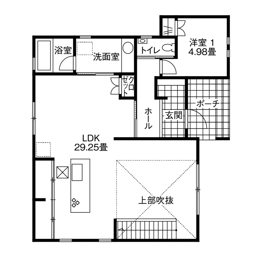 アイフルホーム　仙台・宮城北・石巻・古川 【2550万円・間取有】白をベースに、憧れていた「生活感のない家」を実現の間取り図（4LDK）１階