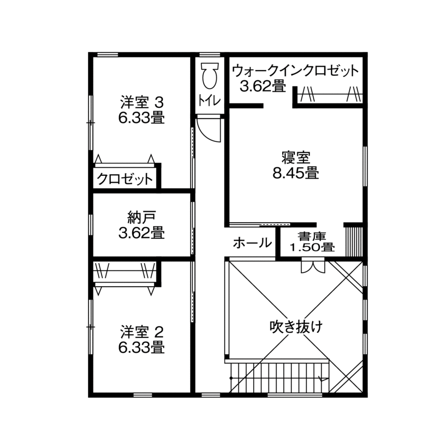 アイフルホーム　仙台・宮城北・石巻・古川 【2550万円・間取有】白をベースに、憧れていた「生活感のない家」を実現の間取り図（4LDK）２階