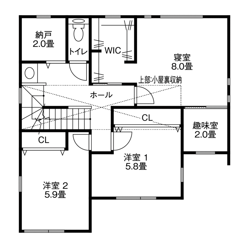 アイフルホーム　仙台・宮城北・石巻・古川 【1900万円台・間取り有】信頼できる担当者との出会いで、多くのこだわりを盛り込んだ住まいが実現の間取り図（4LDK）２階