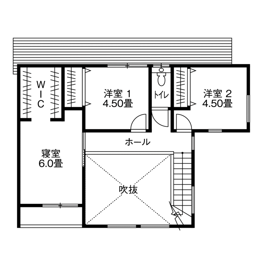 アイフルホーム　仙台・宮城北・石巻・古川 【1782万円・間取り有】開放感を優先し、動線を重視した家づくりで、こだわりの住まいを実現の間取り図（3LDK）２階