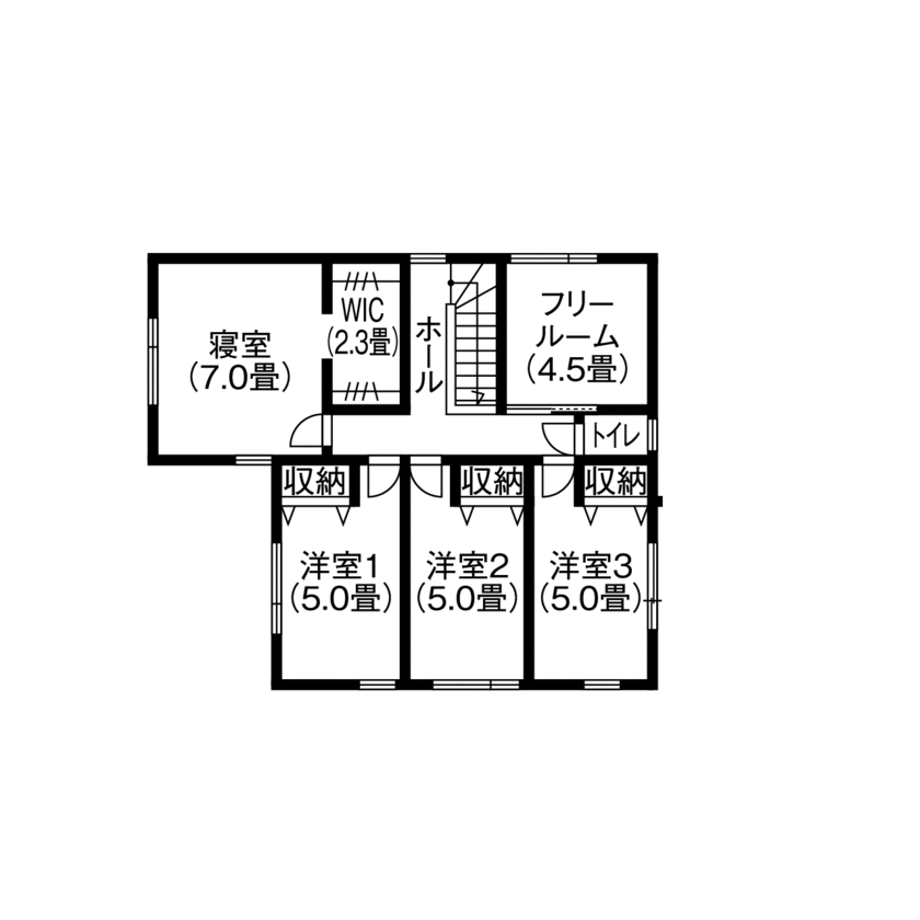 アイフルホーム　仙台・宮城北・石巻・古川 【2500～3000万円・間取り有】ゆとりと開放感、動線を重視したこだわりの住まいに事務所も併設の間取り図（5K以上）２階