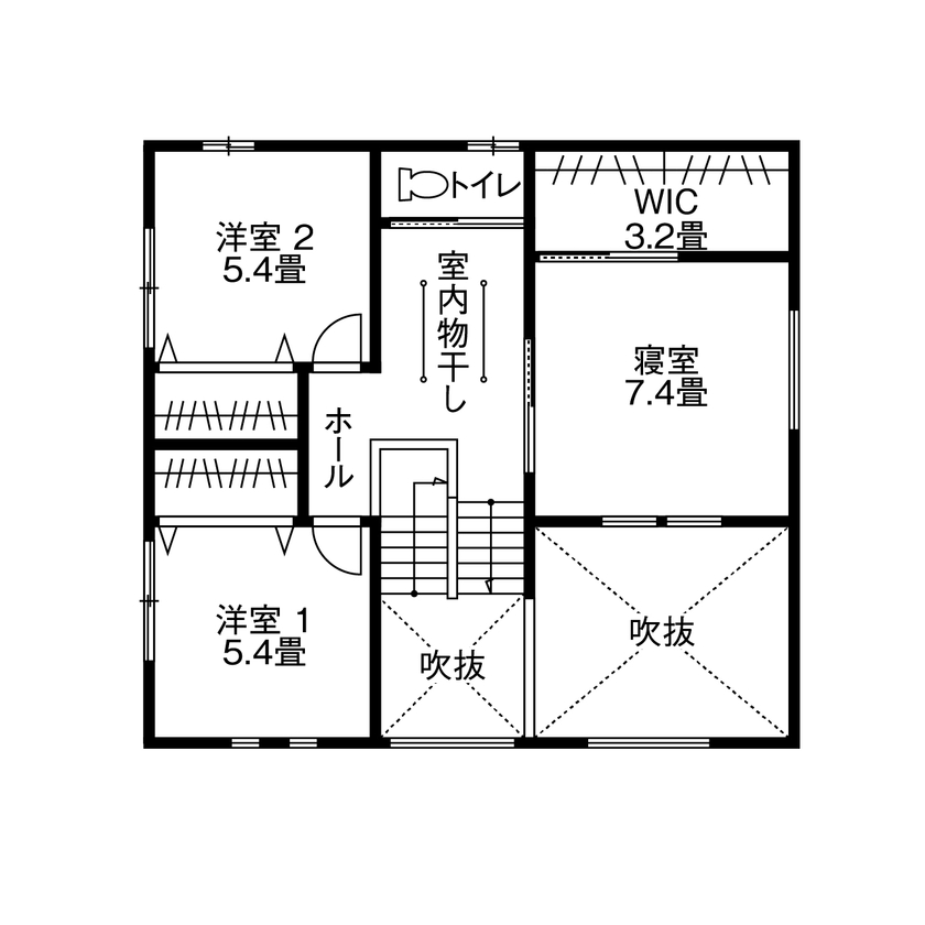 アイフルホーム　仙台・宮城北・石巻・古川 【2100万円・間取図有】ゆとりの広さと開放感を大切にした、のびのびと子育てができる住まいの間取り図（4LDK）２階