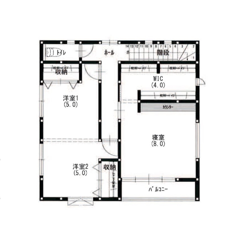 サンエルホーム 【1750万円/30.5坪/間取り図有】ママの負担を減らした家事動線と収納計画にこだわった住まいの間取り図（3LDK）2階