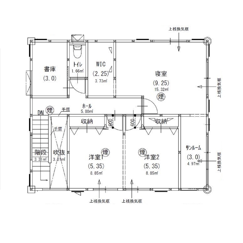 サンエルホーム 【2280万円/37坪/間取り図有】木の温もりを感じるカフェをイメージした住まいの間取り図（3LDK+書庫）2階