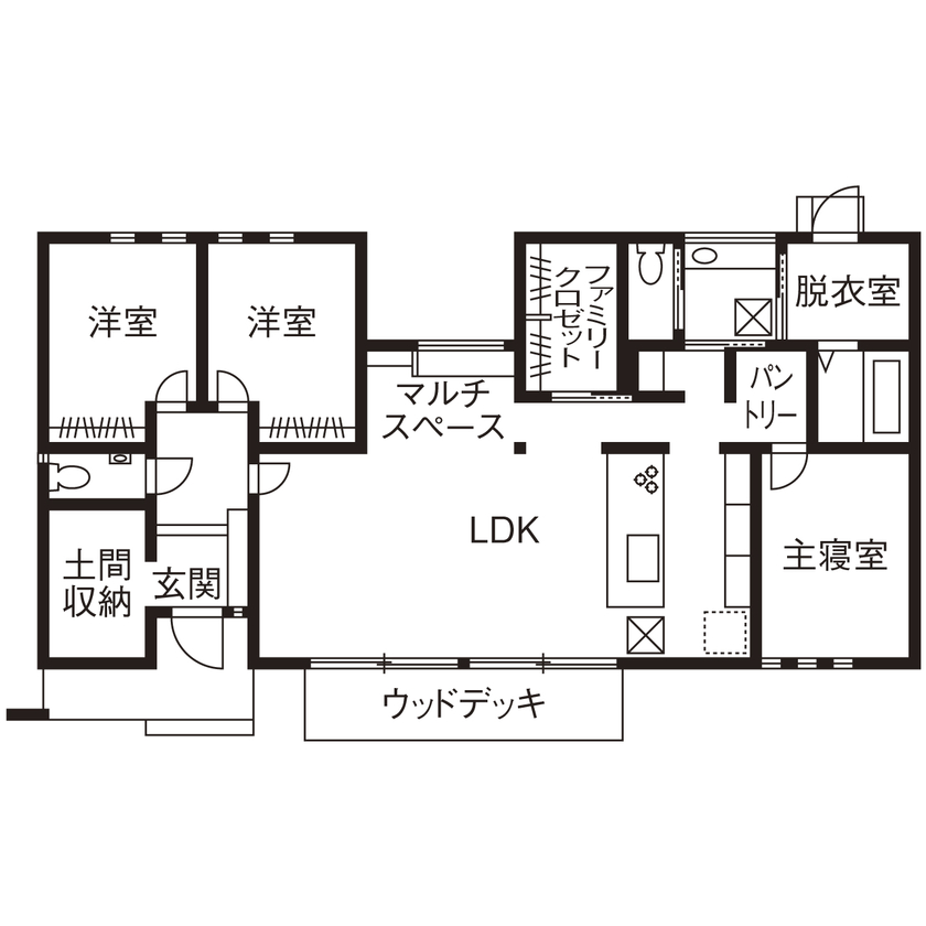 三交ホーム 【三重県｜30坪台の平屋｜2000万円台｜間取り有】開放感、たっぷり収納、暮らしやすい動線もすべて叶えた家の間取り図（3LDK）１階