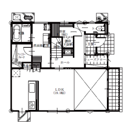ジャストホーム 【熊本市/2000万円台前半/間取り図】キャットステップや床暖房、日向ぼっこスポットなど猫も心地よい家の間取り図（3LDK）1階