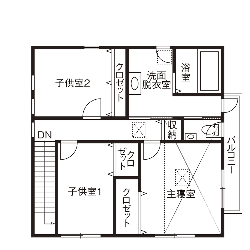 寿工務店 【2800～2899万円/38坪】『音響熟成木材・幻の漆喰・清活畳』心の芯から寛げる、自然の息吹が感じられる家の間取り図（4LDK）2階