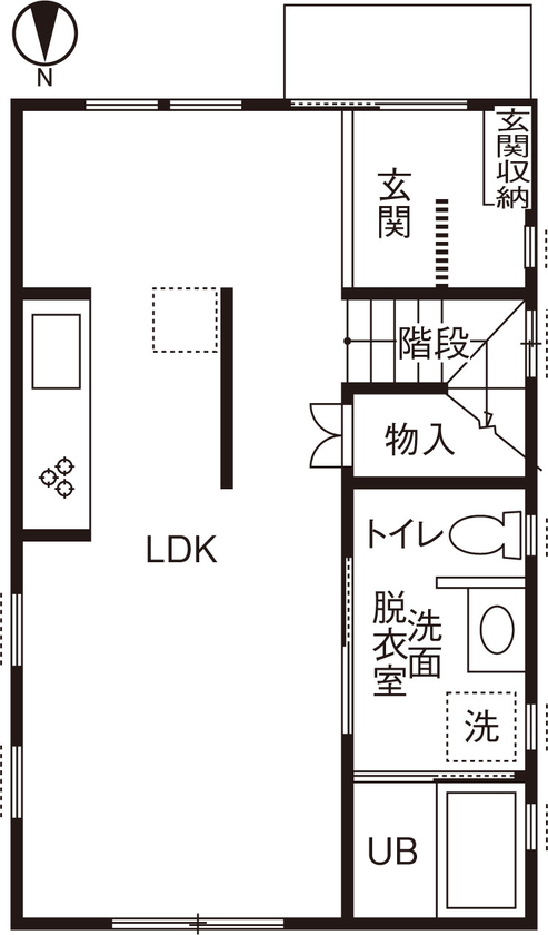 夢工房 【大阪府/2000万円台/狭小/20坪/】大阪府で2000万円台で建てた天然木の狭小住宅の実例（間取り図あり）の間取り図（2LDK）1階