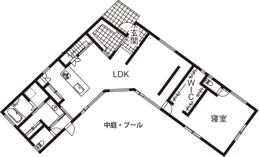 三心 【神奈川県/サウナのある家/プールのある家/間取り図】三心の設計力で叶った、夢のリゾートスタイル！の間取り図（4LDK）1階