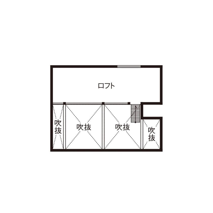 三心 【3000万円台/平屋/ロフト/間取り図】土間と薪ストーブのある、上質な暮らしを満喫できる平屋の間取り図（1LDK）ロフト