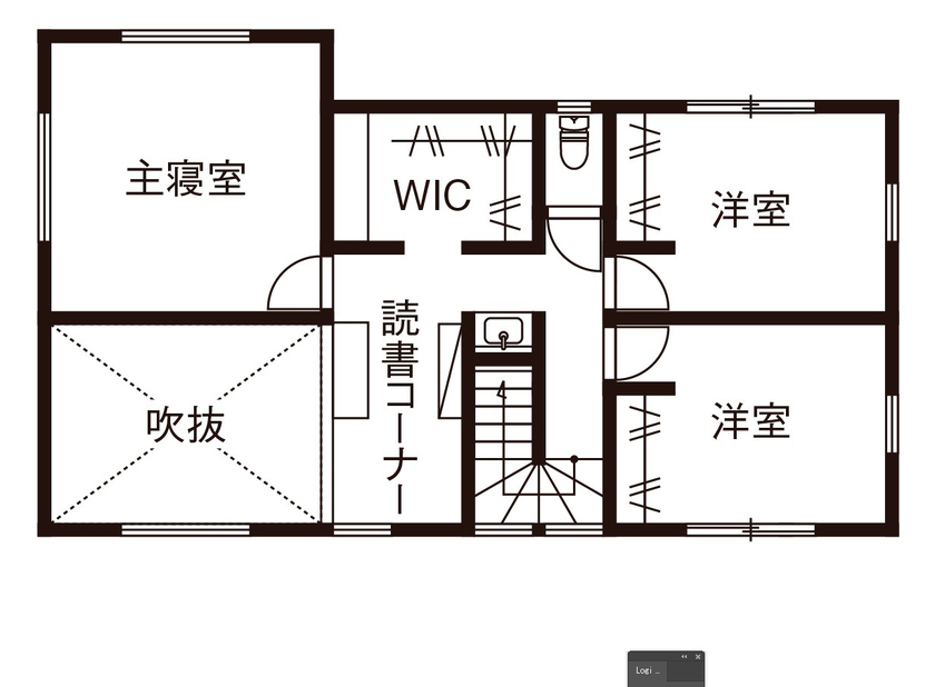 三心 【2000万円台/吹抜け/間取り図】多目的な小上がりや読書コーナーなど、型にはまらない住空間が魅力の間取り図（3LDK）2階