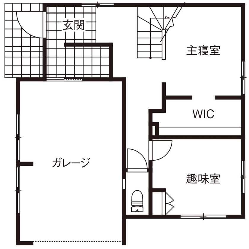 三心 【2000万円台/2階LDK/間取り図】ガレージハウスにカフェのくつろぎを。趣味と暮らしが融合した住まいの間取り図（2LDK）1階