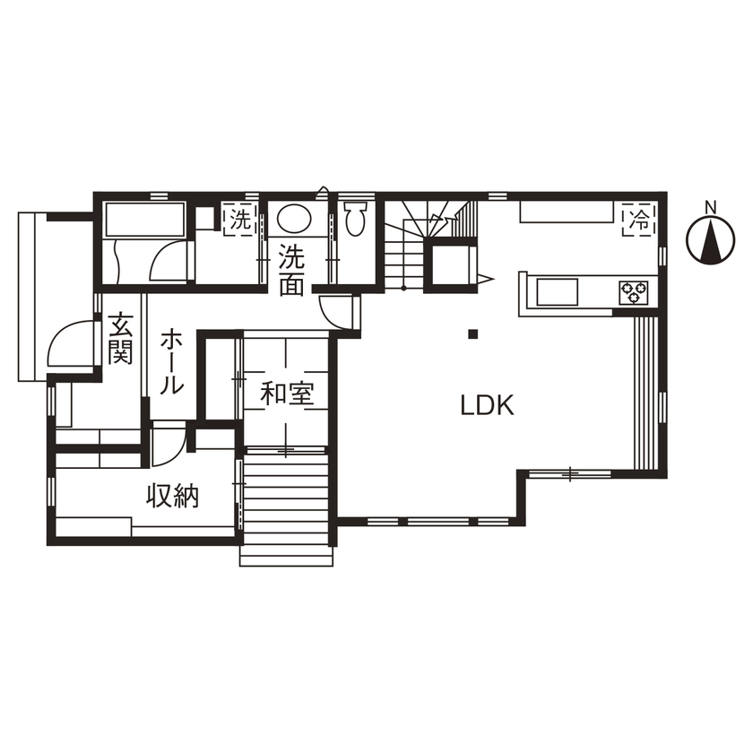 古郡ホーム 【間取り図あり/34.6坪】ヴィンテージ家具の似合うシルバーガルバの住まいの間取り図（3LDK）1階