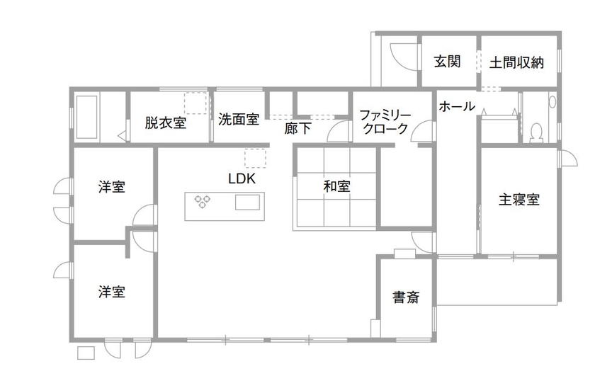 古郡ホーム 視線の先の風景を楽しむモダンな住まいの間取り図（3LDK）1階