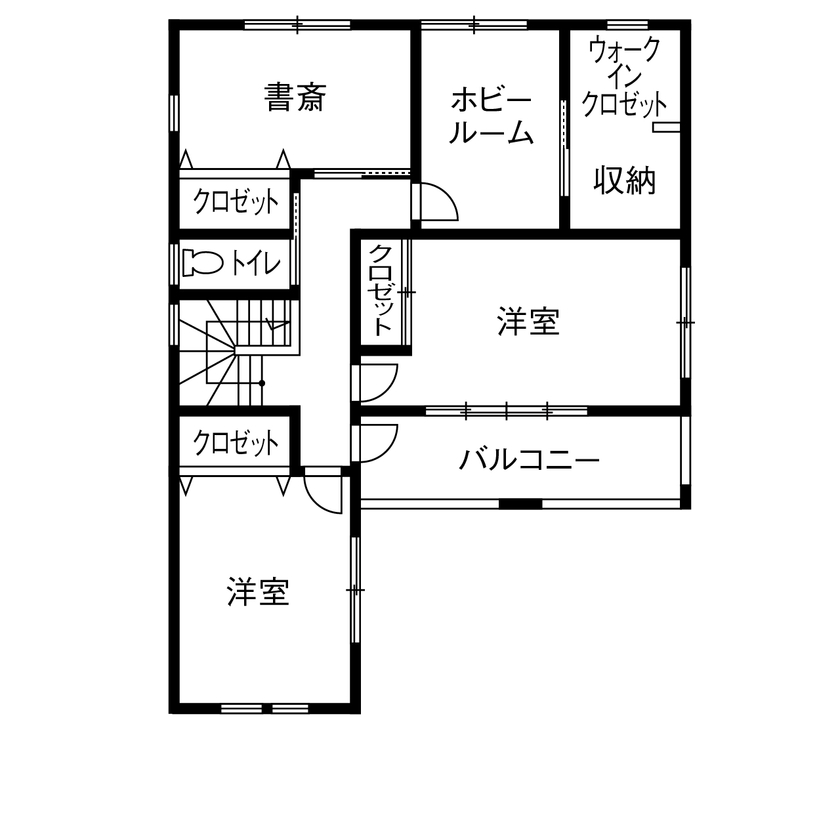 一級建築士事務所　上野工務店 【1000万円台／約30坪／間取り有】収納も住みやすさも大満足！おしゃれで可愛いカリフォルニアテイストの家の間取り図（4LDK）2階