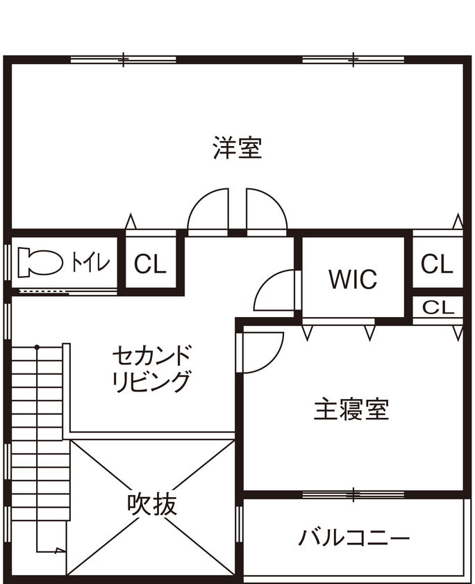 一級建築士事務所　上野工務店 【1000万円台／約30坪／間取り有】希望エリアでの土地探しから叶えたおしゃれな家の間取り図（2LDK）2階