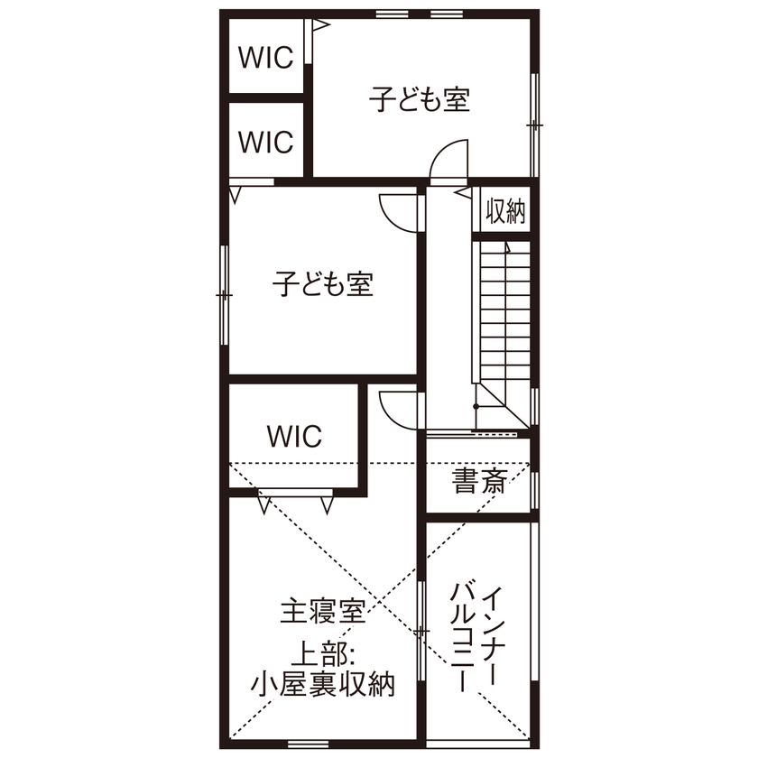 一級建築士事務所　上野工務店 【京都市内／1000万円台／間取り有】担当者さんと2人3脚。土地購入から設計施工までお任せして大満足の家造りの間取り図（4LDK＋小屋裏収納）2階