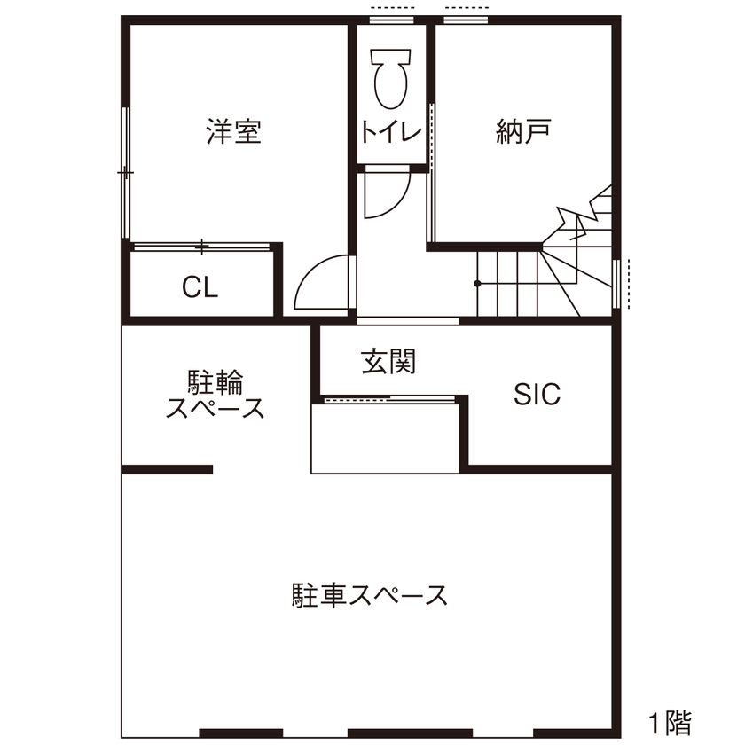 一級建築士事務所　上野工務店 【茨木市・3階建て・1500万円～1999万円】敷地約23坪でも吹き抜けがある開放的な住空間が完成！の間取り図（3LDK）1階