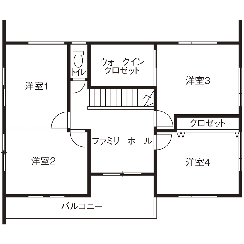 一級建築士事務所　上野工務店 【茨木市・間取り図あり・キューブ型デザイン】３LDKから５LDKまで変化できる間取りの間取り図（4LDK）2階