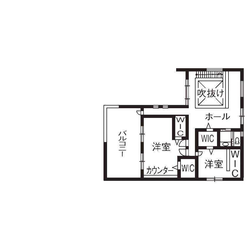 一級建築士事務所　上野工務店 【吹田市・4000万円~】第一種換気を採用したハイクオリティのガレージハウスの間取り図（3LDK）2階