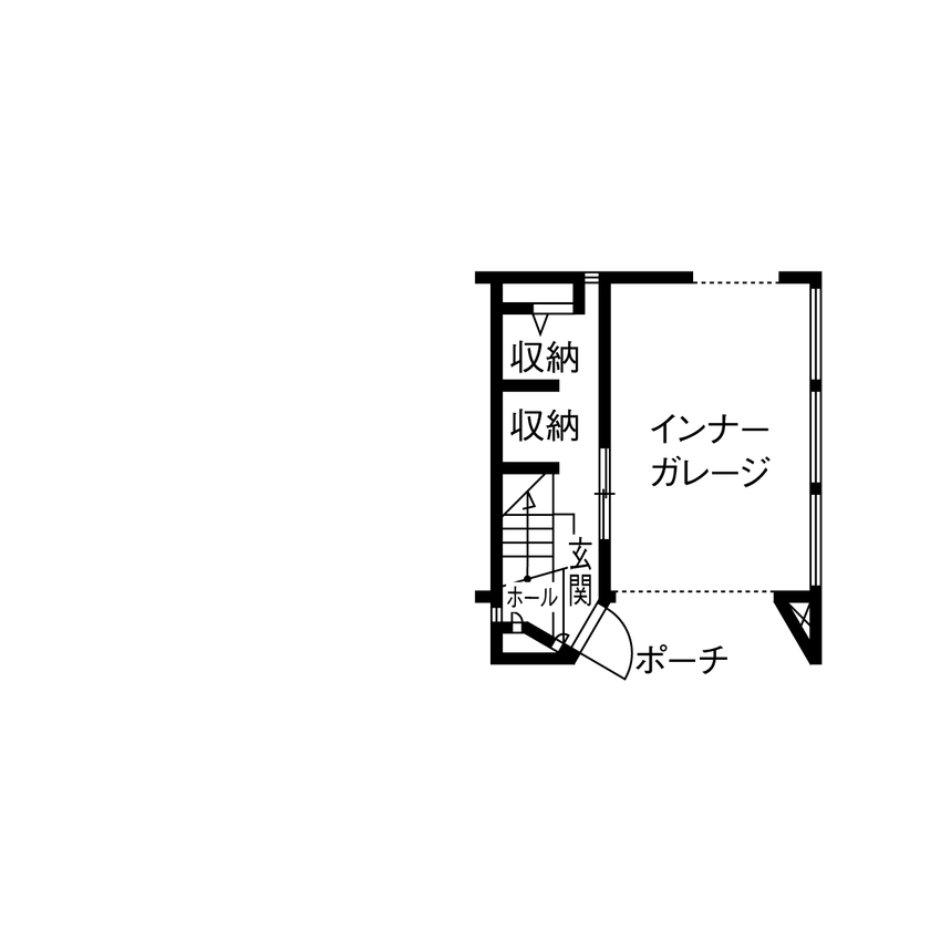 TENアーキテクツ一級建築士事務所 【建築士と建てた家＋インナーガレージ＋スキップフロア】高低差をデザインに活かしたアート作品のような家の間取り図（2LDK＋ガレージ）1階