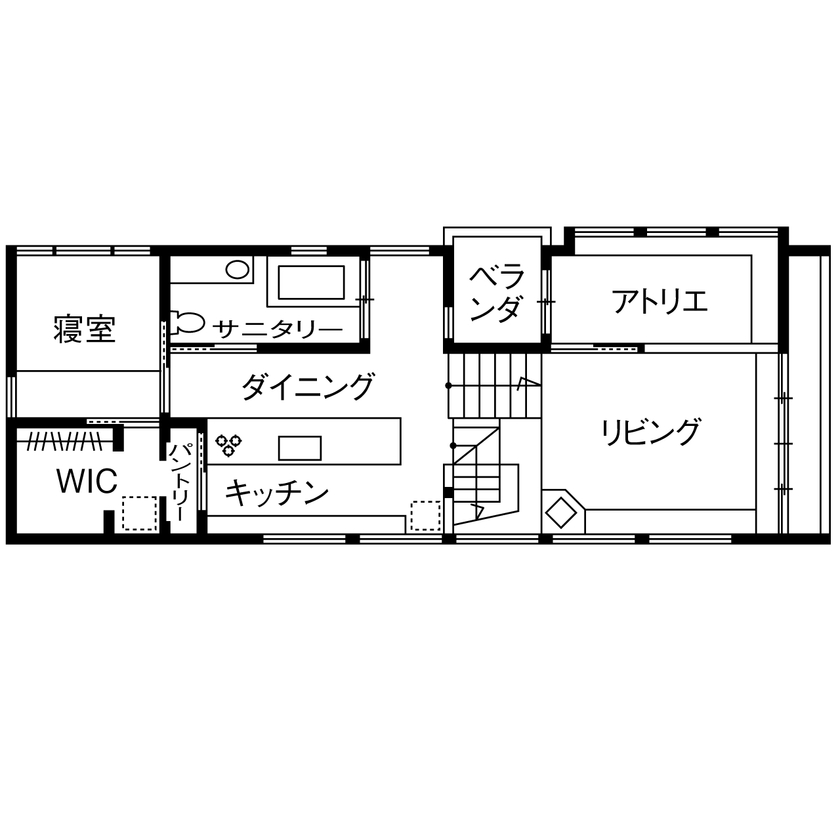 TENアーキテクツ一級建築士事務所 【建築士と建てた家＋インナーガレージ＋スキップフロア】高低差をデザインに活かしたアート作品のような家の間取り図（2LDK＋ガレージ）2階
