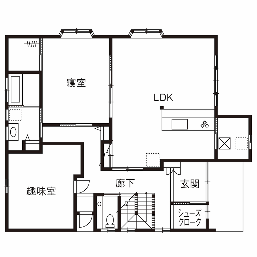 三上建設 【3000万円台|60坪台|間取り】音楽を存分楽しめる防音室や豊富な収納で各世帯が快適に過ごす二世帯住宅の間取り図（5K以上）1階
