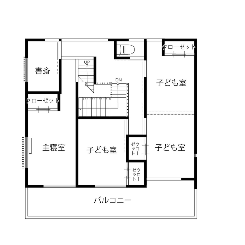三上建設 【2000万円台|40坪台|間取り】収納、家事動線…毎日の暮らしをスッキリさせる工夫が満載。和の趣溢れる家の間取り図（4LDK＋小屋裏）2階
