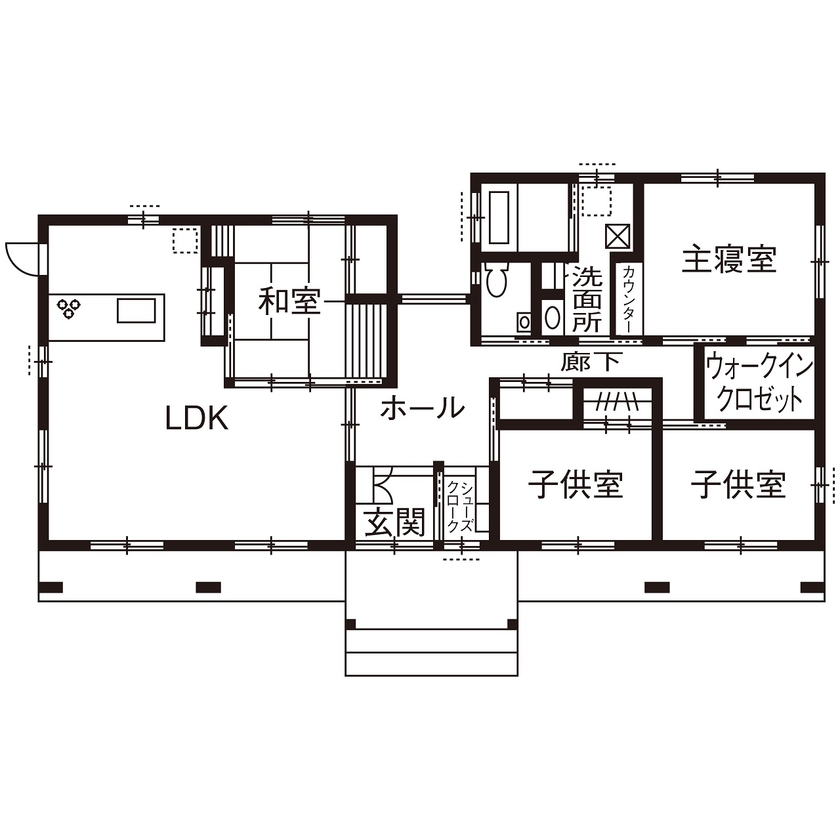 三上建設 【2000万円台|30坪台|間取り】子どもや孫の代まで住み継ぐ、本格的な和風の住まいの間取り図（4LDK）1階