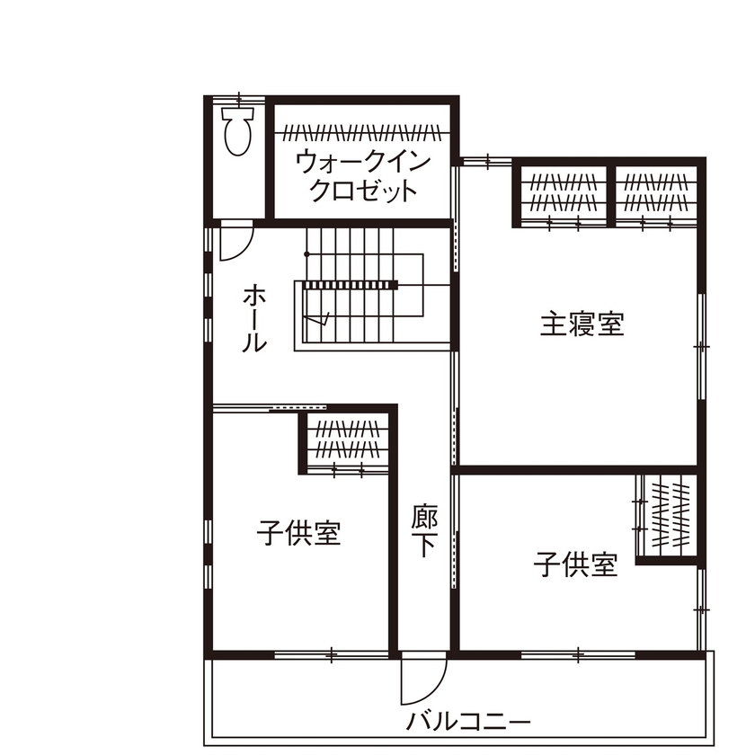 三上建設 【2000万円台|30坪台|間取り図有】シックな本格和室を備えた、収納力抜群の住まいの間取り図（4LDK）2階