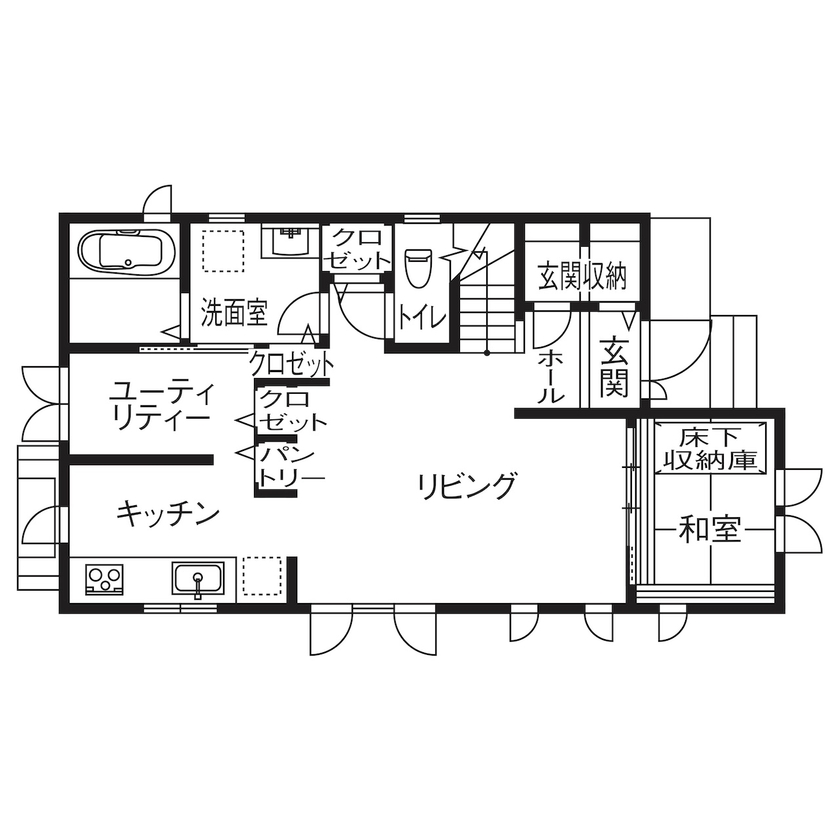 セルコホーム　横浜支店 【2000万円台/30坪台/間取り/吹き抜け】エアコン1台で家中が快適。家事も子育てもしやすい住まいの間取り図（4LDK）1階