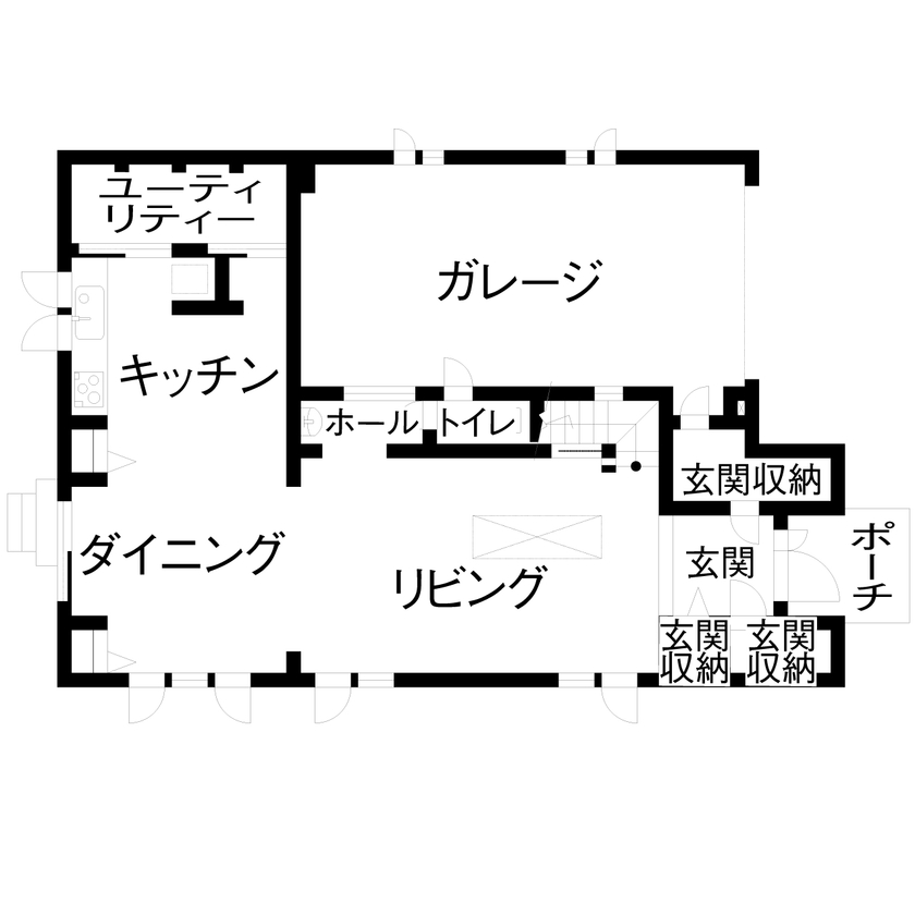 セルコホーム　横浜支店 【吹抜け/ビルトインガレージ/小屋裏収納】アイアンゲートが印象的なモダンフレンチスタイルの美しい家の間取り図（5K以上）1階