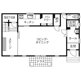 セルコホーム　横浜支店 【2650万円～2800万円／北米テイスト／間取図】人生を楽しみ、豊かにするためのステージとしての住まいの間取り図（3LDK）１階