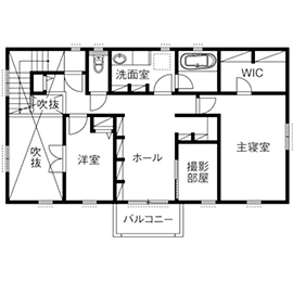 セルコホーム　横浜支店 【2650万円～2800万円／北米テイスト／間取図】人生を楽しみ、豊かにするためのステージとしての住まいの間取り図（3LDK）２階