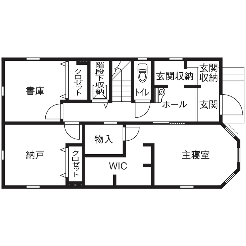 セルコホーム　横浜支店 【30坪台/クイーンアン・スタイル/間取図】プライバシーと眺望を両立する2階リビングの住まいの間取り図（1LDK+納戸+書庫）1階