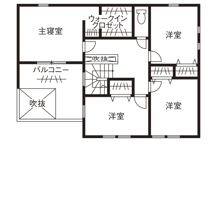 相馬建設 【愛知県｜2000万円台｜インナーガレージ｜間取り有】バイクガレージはアメリカン！収納充実＆家事ラクな家の間取り図（4LDK）２階