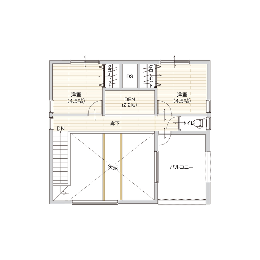 辰巳住宅 【間取り図あり/４LDK＋DEN】解放感あふれる間取りの家の間取り図（4LDK+DEN）2階