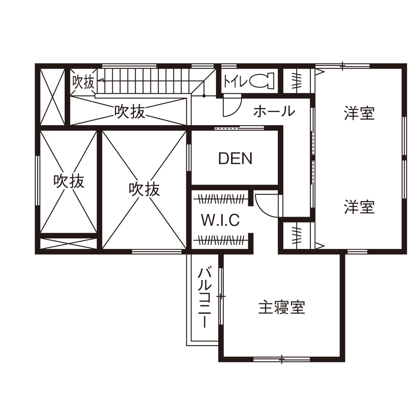 辰巳住宅 【間取り図あり/ DEN＋ウッドデッキ】カーテンレスでゆとりの住まいの間取り図（4LDK）2階