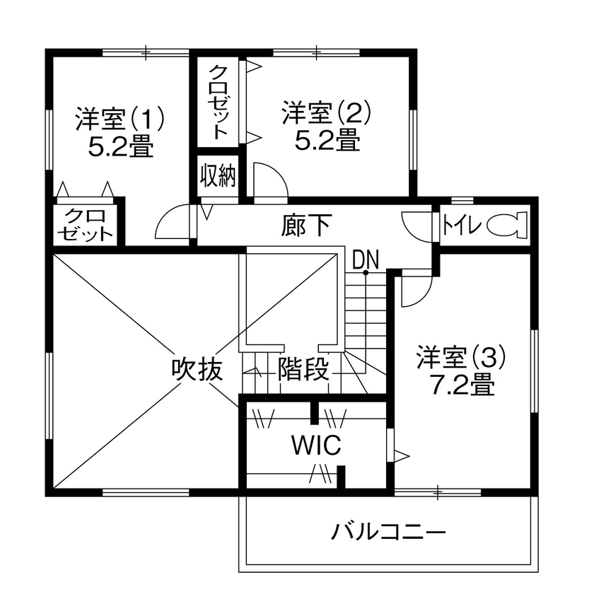 辰巳住宅 【間取り図あり/スキップフロア＋バルコニー】段差を楽しむ２世帯の家の間取り図（4LDK）2階