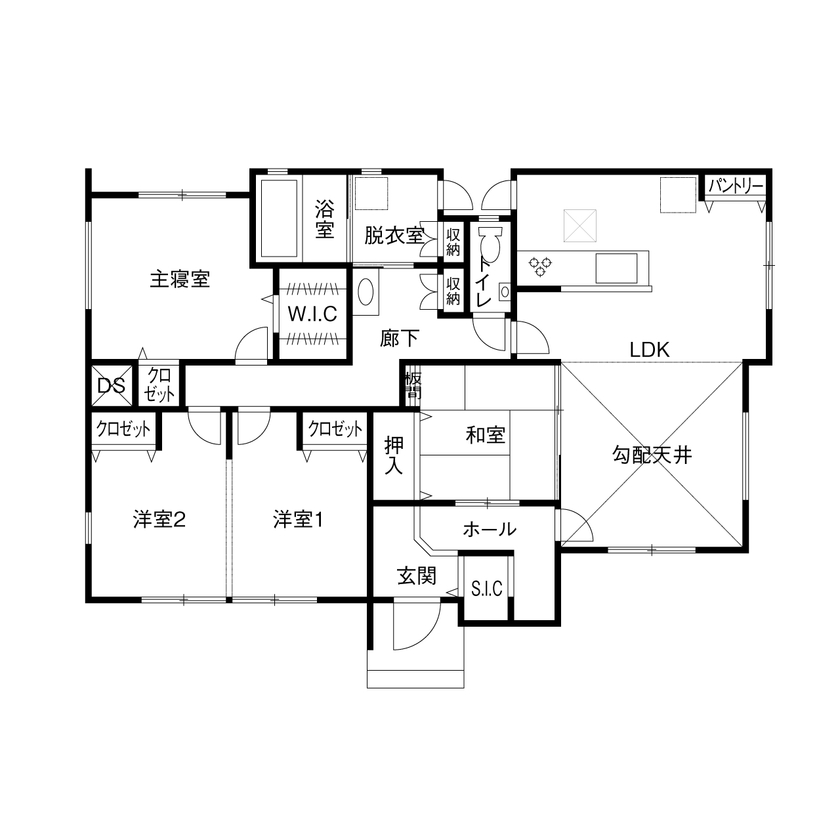 辰巳住宅 【間取り図あり/３LDK＋和室】リビング通る会話あふれる平屋の間取り図（3LDK）1階