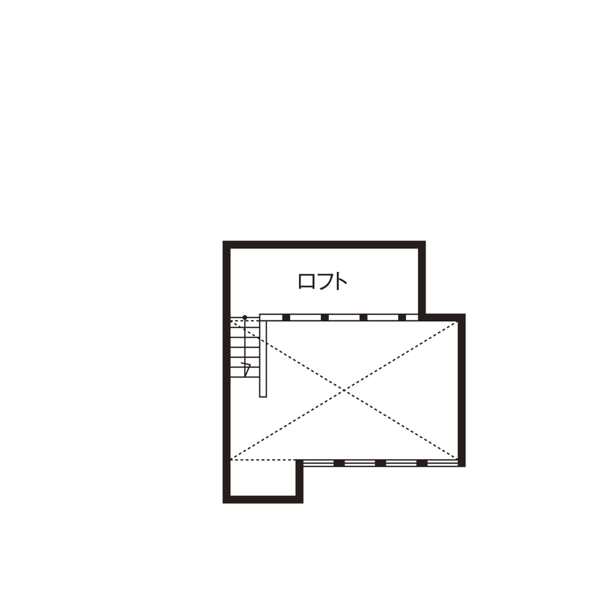 ロイヤルウッド 【40坪×平屋×ロフト｜間取り有】20年先の家族にも似合う、モダンな平屋。スキップフロアで収納力と遊び心の間取り図（4LDK＋2WIC＋ロフト）ロフト