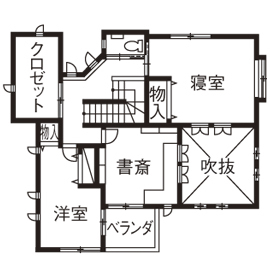 間中工務店 【2000万円台・間取図有】じっくりと耳を傾けて施主の理想を形にする。家事がラクで将来を見越した自然を感じる家の間取り図（4LDK）2階