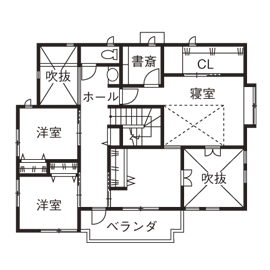 間中工務店 【2000万円台・間取図有】子どもの成長やライフスタイルの変化も見越した設計。毎日の暮らしがラクで将来も安心の住まいの間取り図（4DK）2階