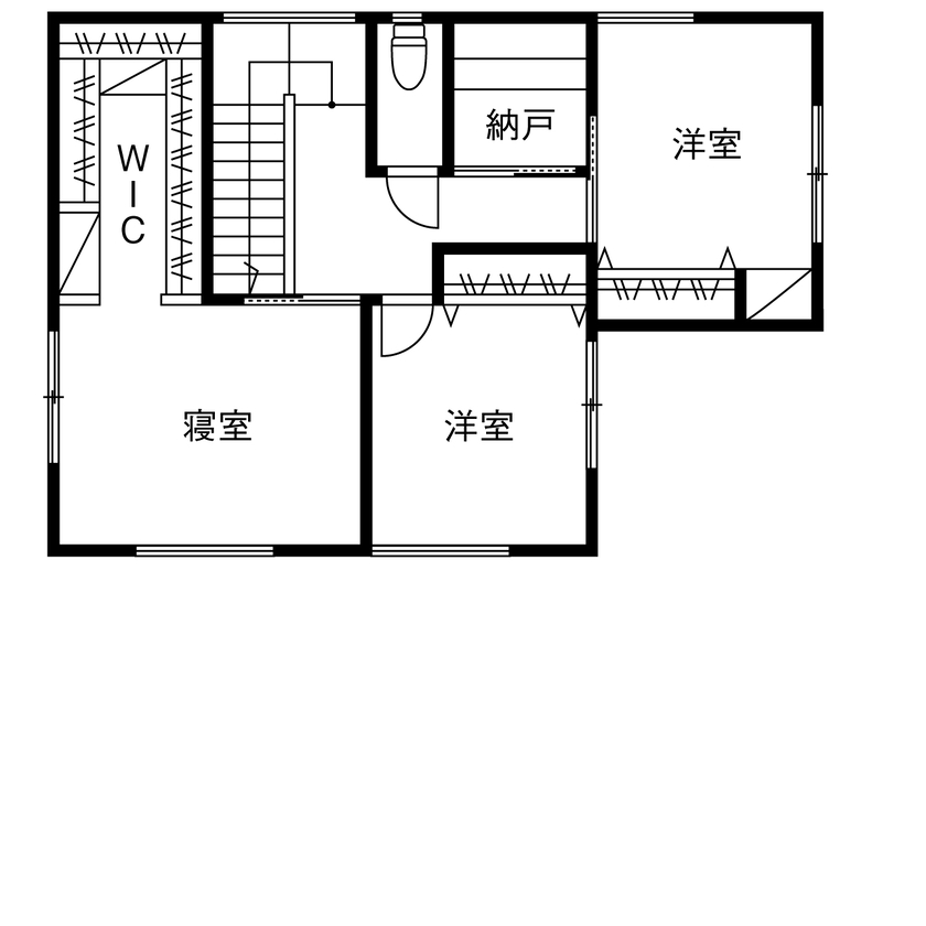アントール 【3000万円～3499万円／ビルトインガレージ／間取図】心地よいデザインの住まいで、趣味をとことん楽しむの間取り図（4LDK+趣味室+WIC）2階