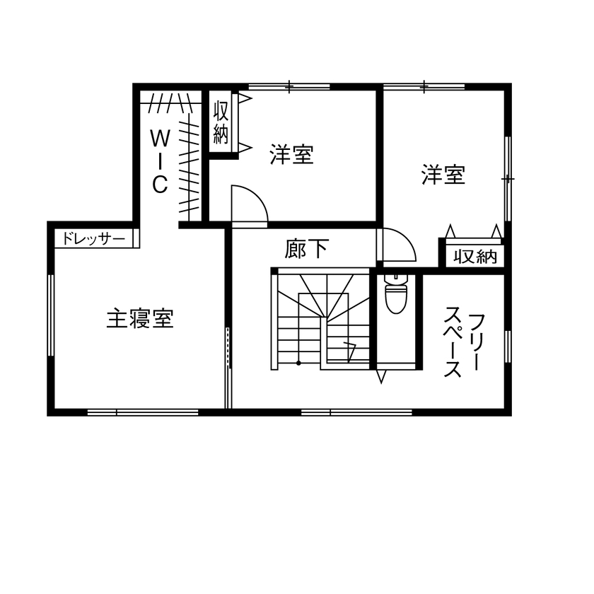 アントール 【3000万円～3499万円／テラス／収納充実／間取図】レッドシダーの板張り天井が最高！木の温もり溢れる家の間取り図（3LDK+フリースペース）2階