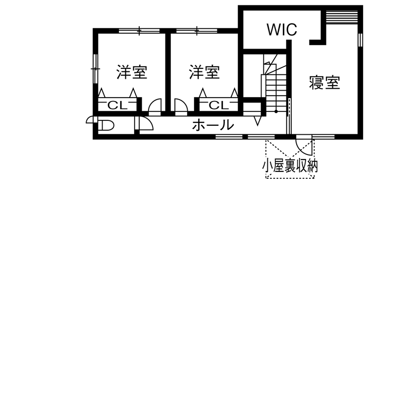 アントール 【2000万円～2499万円／ビルトインガレージ／間取図】リズム感ある空間を楽しむ。ダウンリビングのある家の間取り図（4LDK+小屋裏収納）2階