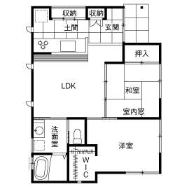 木のすまい工房 【1000万円台｜15坪｜平屋】延床面積約15坪。狭小地に建てた和モダンな平屋＜間取り図有＞の間取り図（2LDK）1階